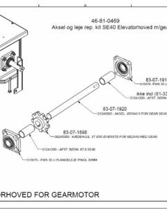 Shaft and bearing rep. kit, elevatortop SE40, gear M&M
